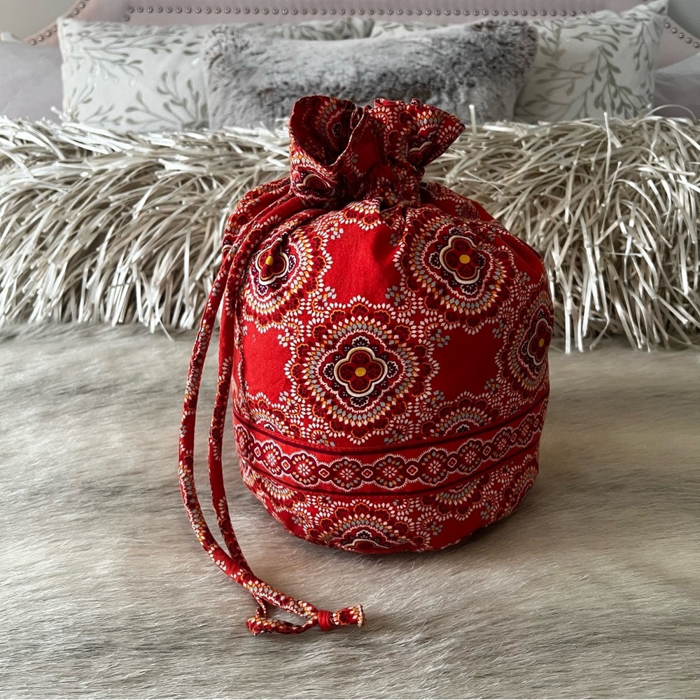 VERA BRADLEY Paprika 2009 Ditty Bag Drawstring Plastic Lined Orange Red Y2K